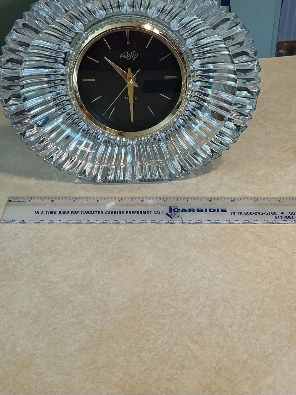 Clear Crystal Glass Wall Clock with Black Face